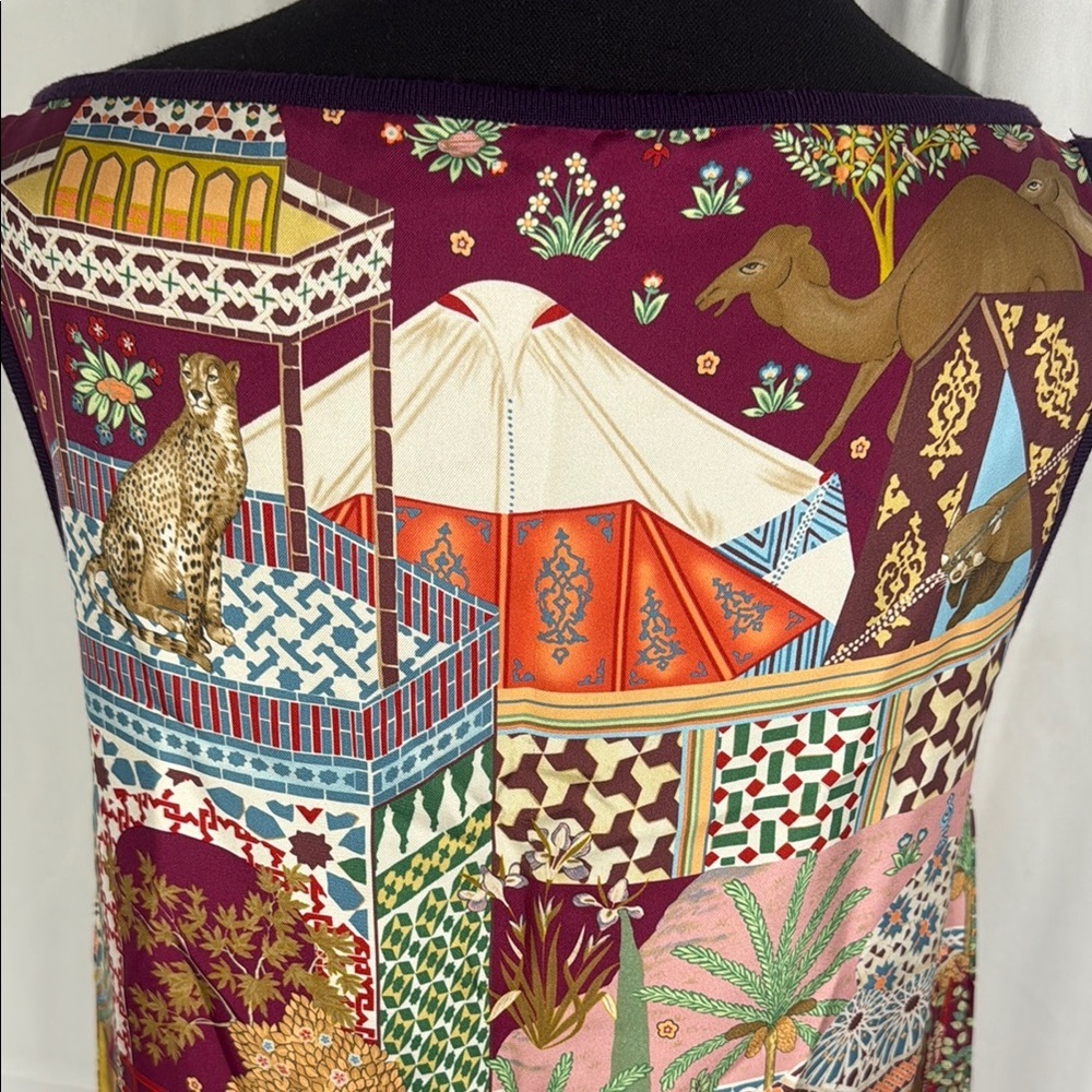 Salvatore Ferragamo Limited Edition Burgundy Multicolor Silk Top Size S - Picture 9 of 10